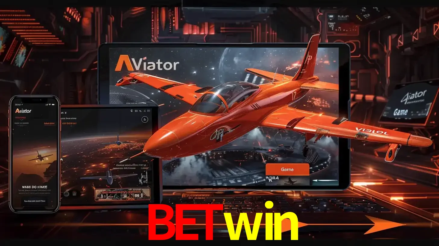 Apresentação tecnológica do jogo Aviator com um avião saindo da tela de um tablet, demonstrando a experiência imersiva em múltiplos dispositivos no betwin.